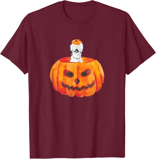 Silkie Chicken Happy Halloween Pumpkin Farm Animal Lover T-Shirt - T-Shirt | Maroon