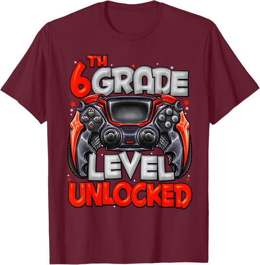 6th Grade Level Unlocked Game On 6th Grade Back To School T-Shirt - T-Shirt | Maroon