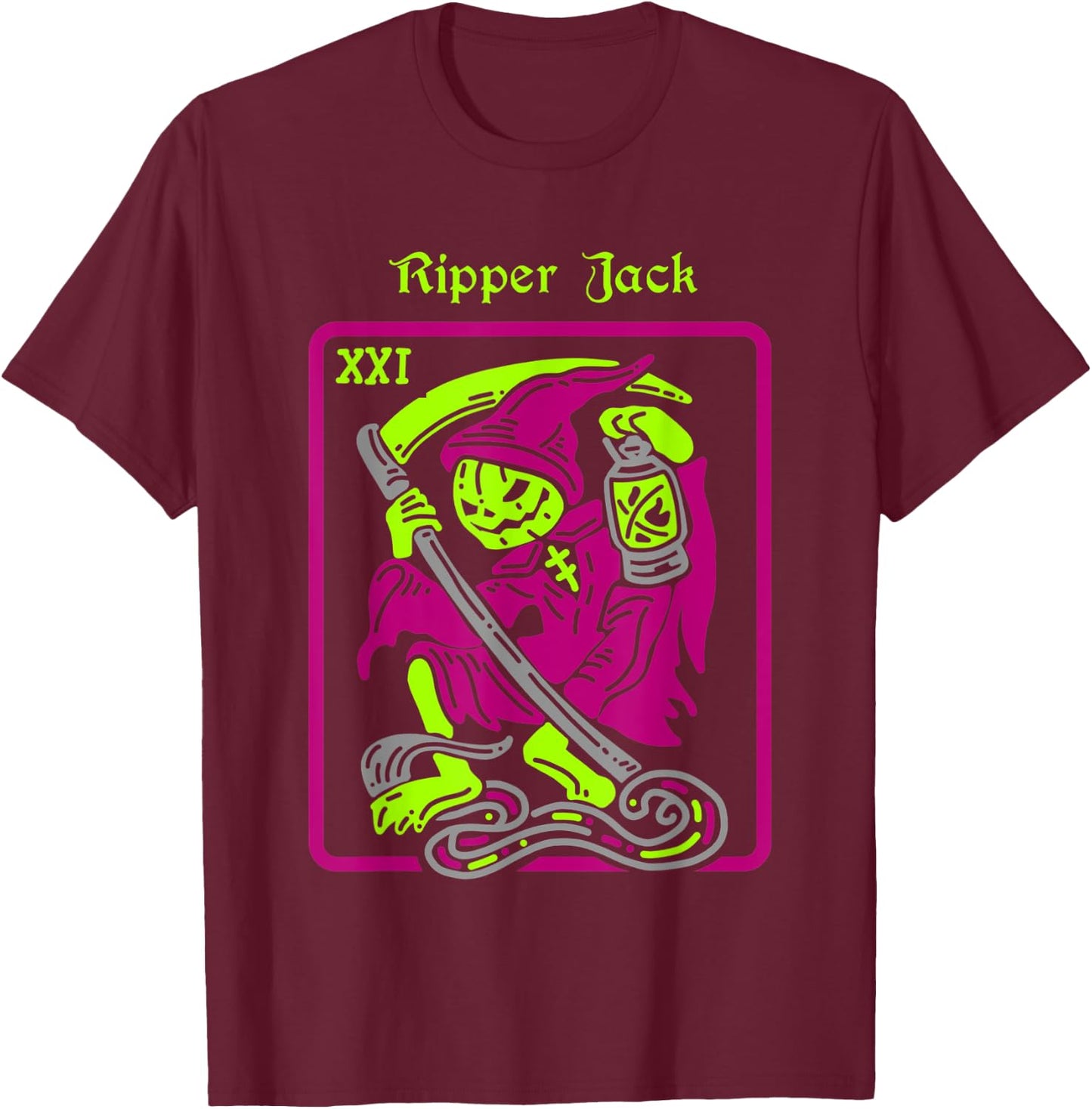 Ripper Jack Tarot Card Halloween Occult Decor Men Women T-Shirt - T-Shirt | Maroon