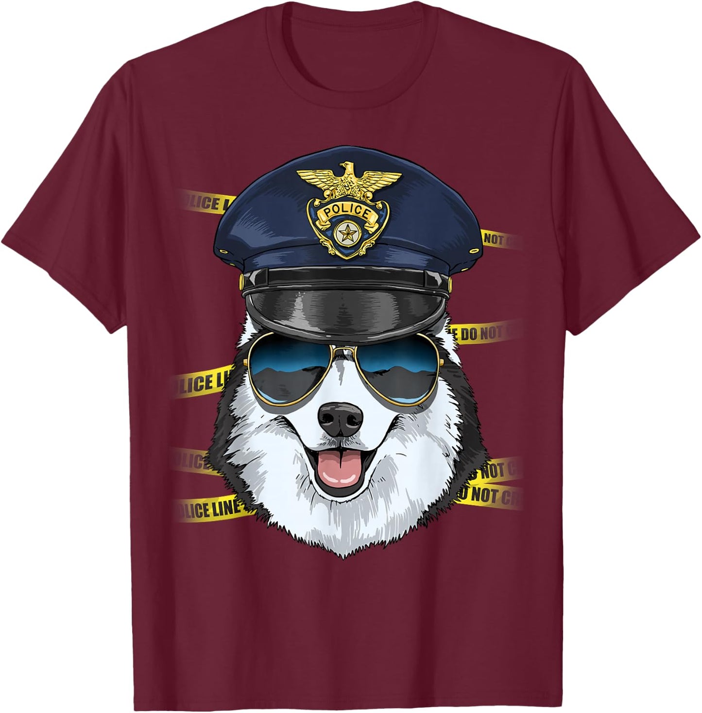 Siberian Husky Police Siberian Husky K-9 Dog Lover T-Shirt - T-Shirt | Maroon