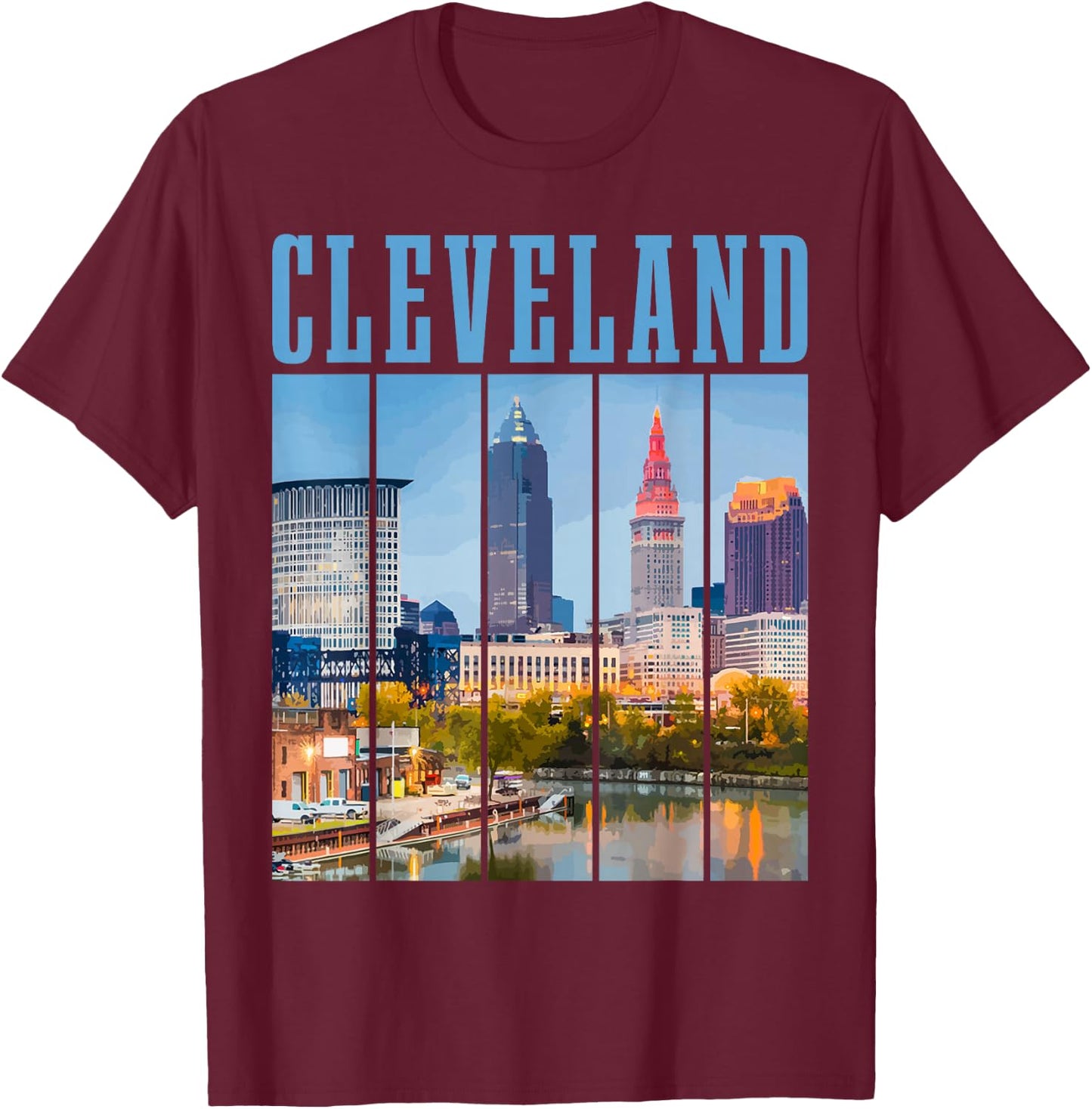 Cleveland Skyline 216 Ohio Vintage Pride T-Shirt - T-Shirt | Maroon