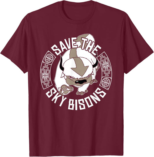 Save The Sky Bisons' Bison Center T-Shirt - T-Shirt | Maroon