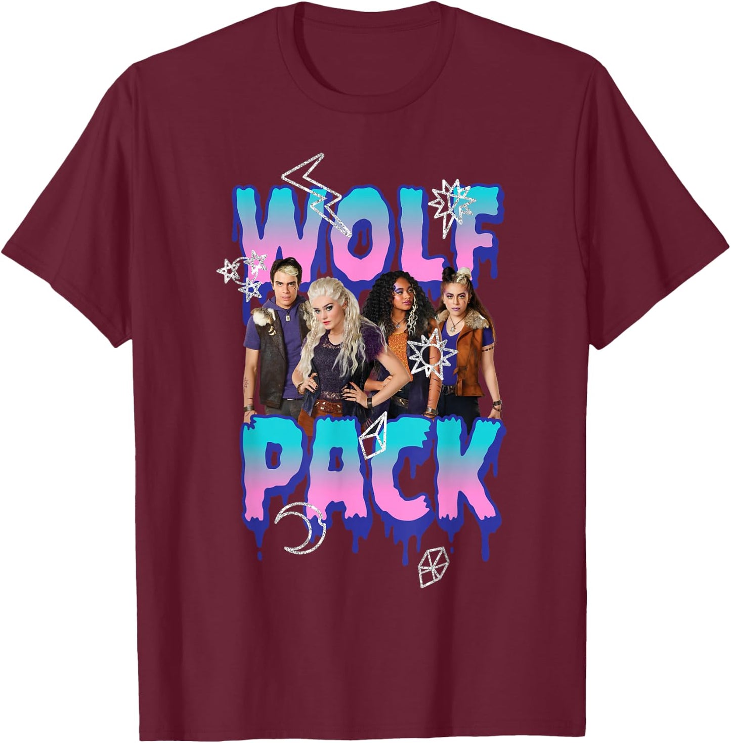 Disney Zombies Wolf Pack Group Poster T-Shirt - T-Shirt | Maroon