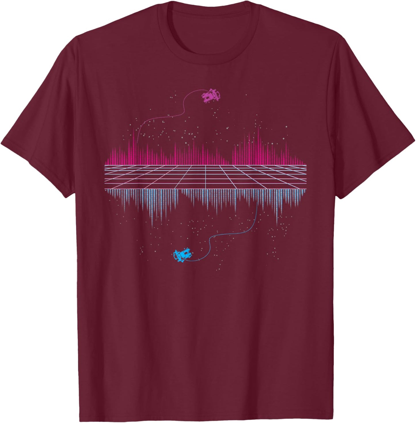 Outrun Synthwave Soundwave Vaporwave aesthetic T-Shirt - T-Shirt | Maroon