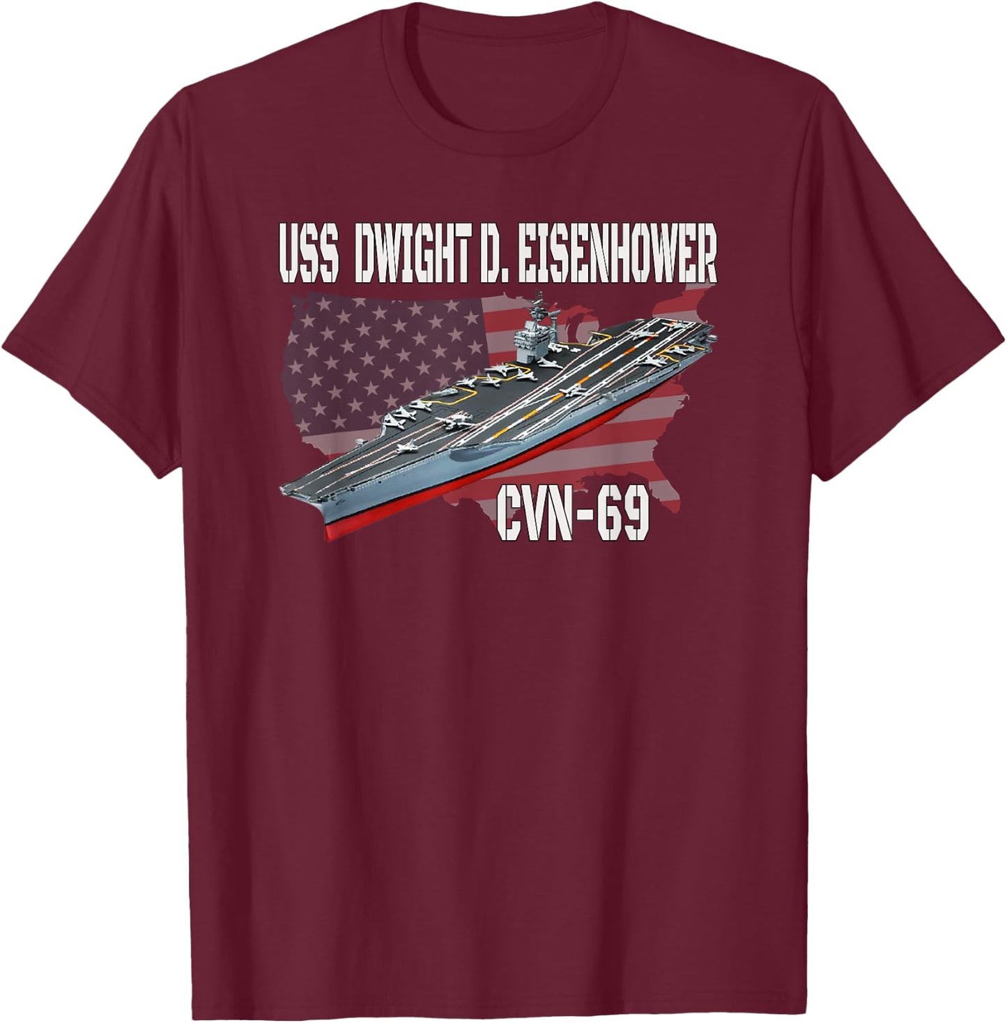 USS Dwight D. Eisenhower CVN-69 Aircraft Carrier Veteran Day T-Shirt - T-Shirt | Maroon