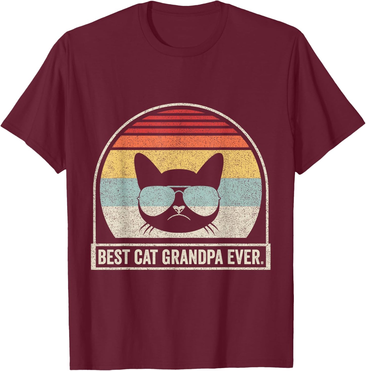 Retro Vintage Best Cat Grandpa Ever Women Girls Kids T-Shirt - T-Shirt | Maroon