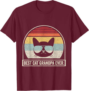 Retro Vintage Best Cat Grandpa Ever Women Girls Kids T-Shirt - T-Shirt | Maroon