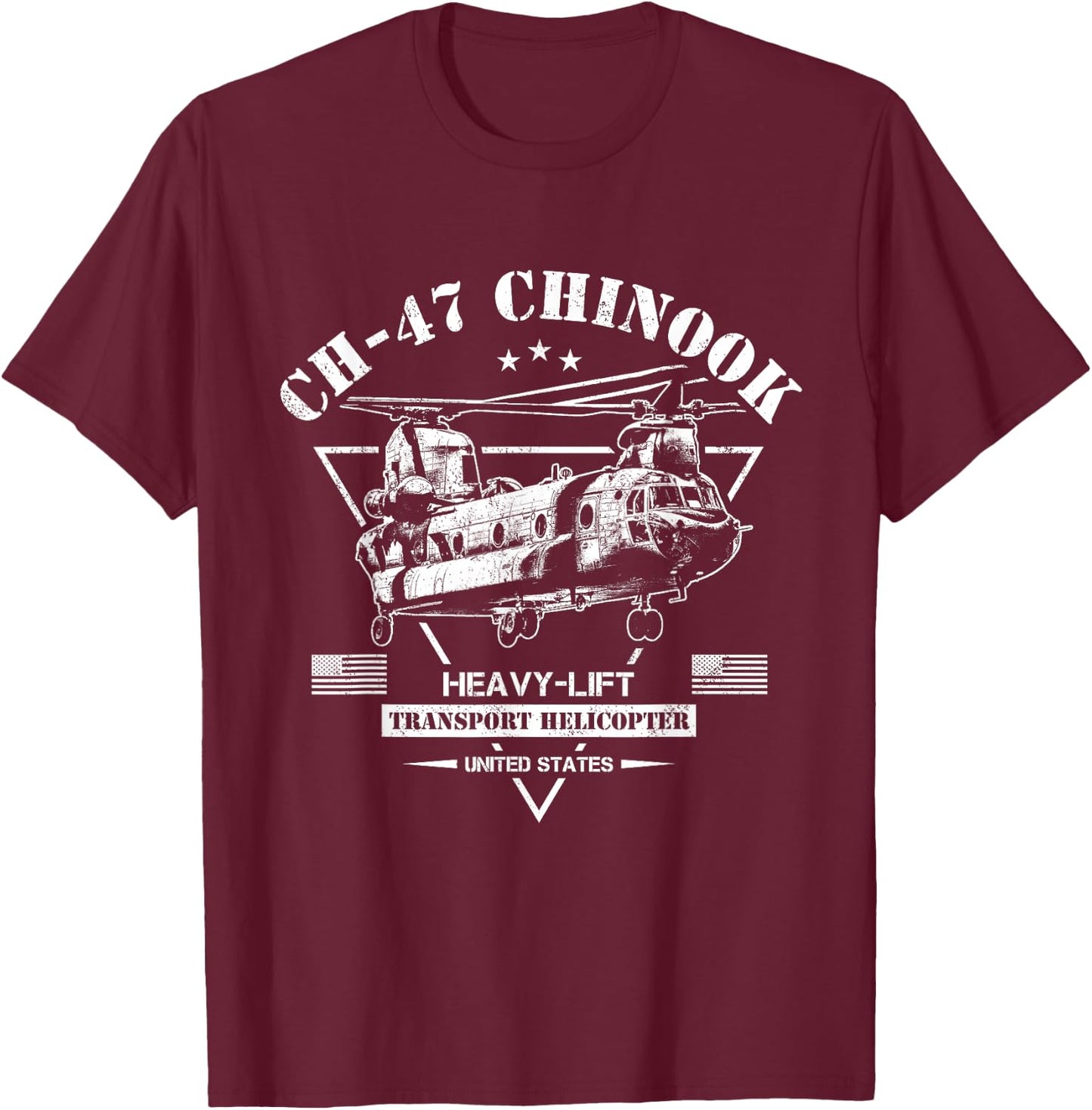 CH-47 Chinook Helicopter T-Shirt - T-Shirt | Maroon