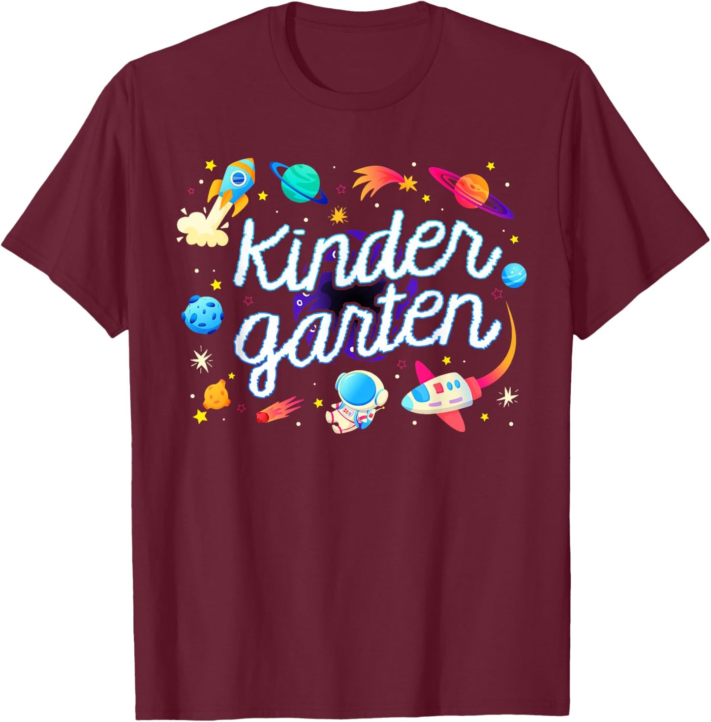 Kindergarten Astronaut Planets Space Back To School Kids T-Shirt - T-Shirt | Maroon