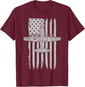 C130 Hercules American Flag Runway Military Airplane C130 T-Shirt - T-Shirt | Maroon
