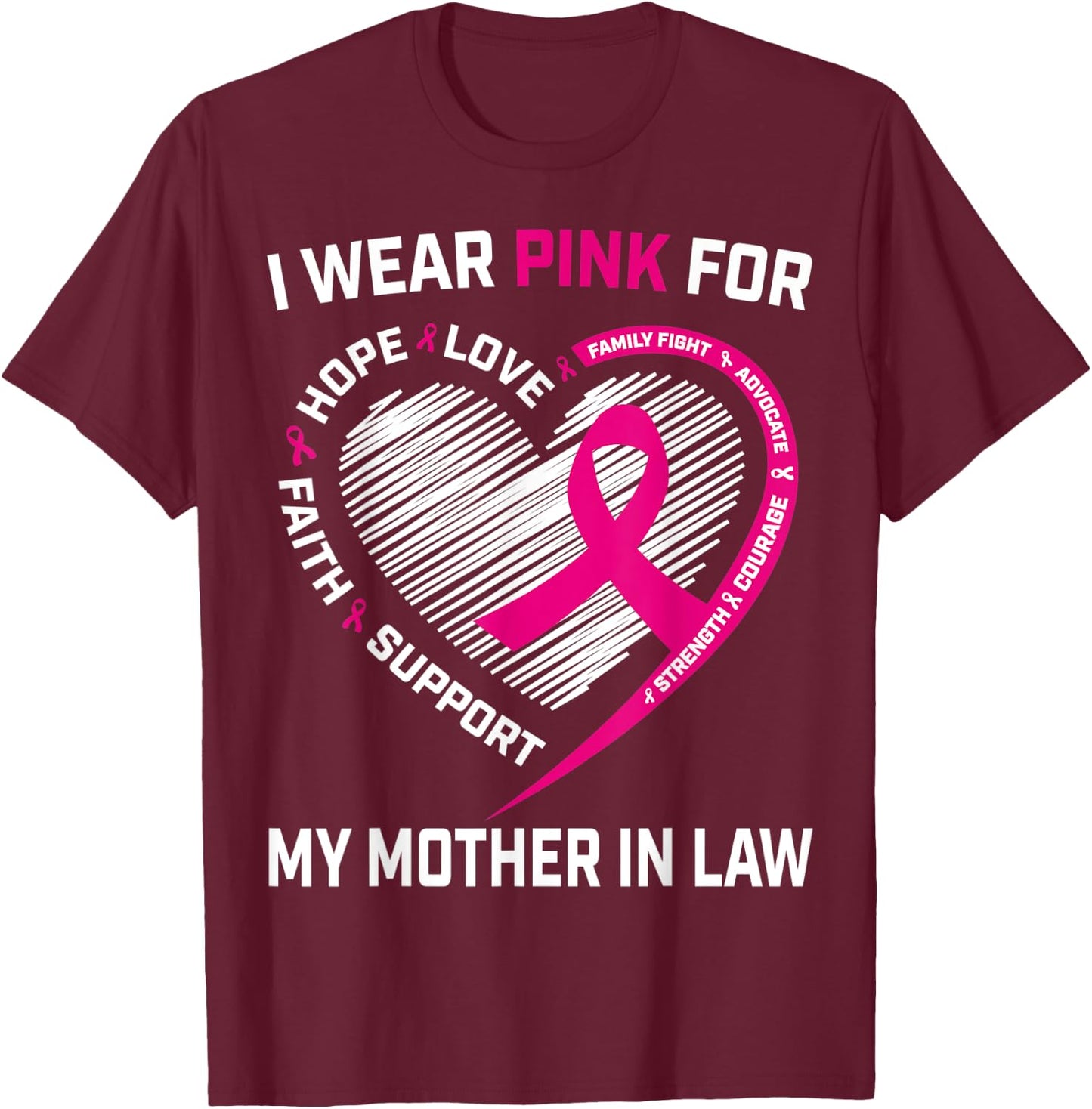 I Wear Pink For My Mother In Law Breast Cancer Awareness T-Shirt - T-Shirt | Maroon