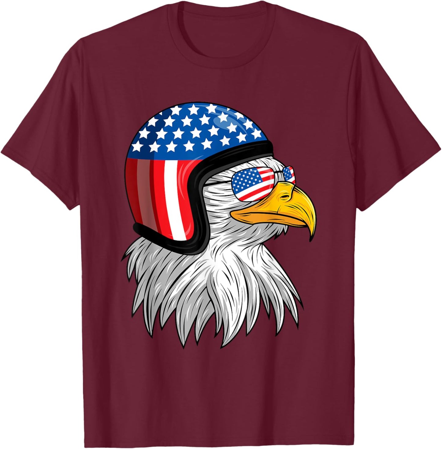 Funny Eagle Mullet Helmet USA 4th Of July American Flag Gift T-Shirt - T-Shirt | Maroon