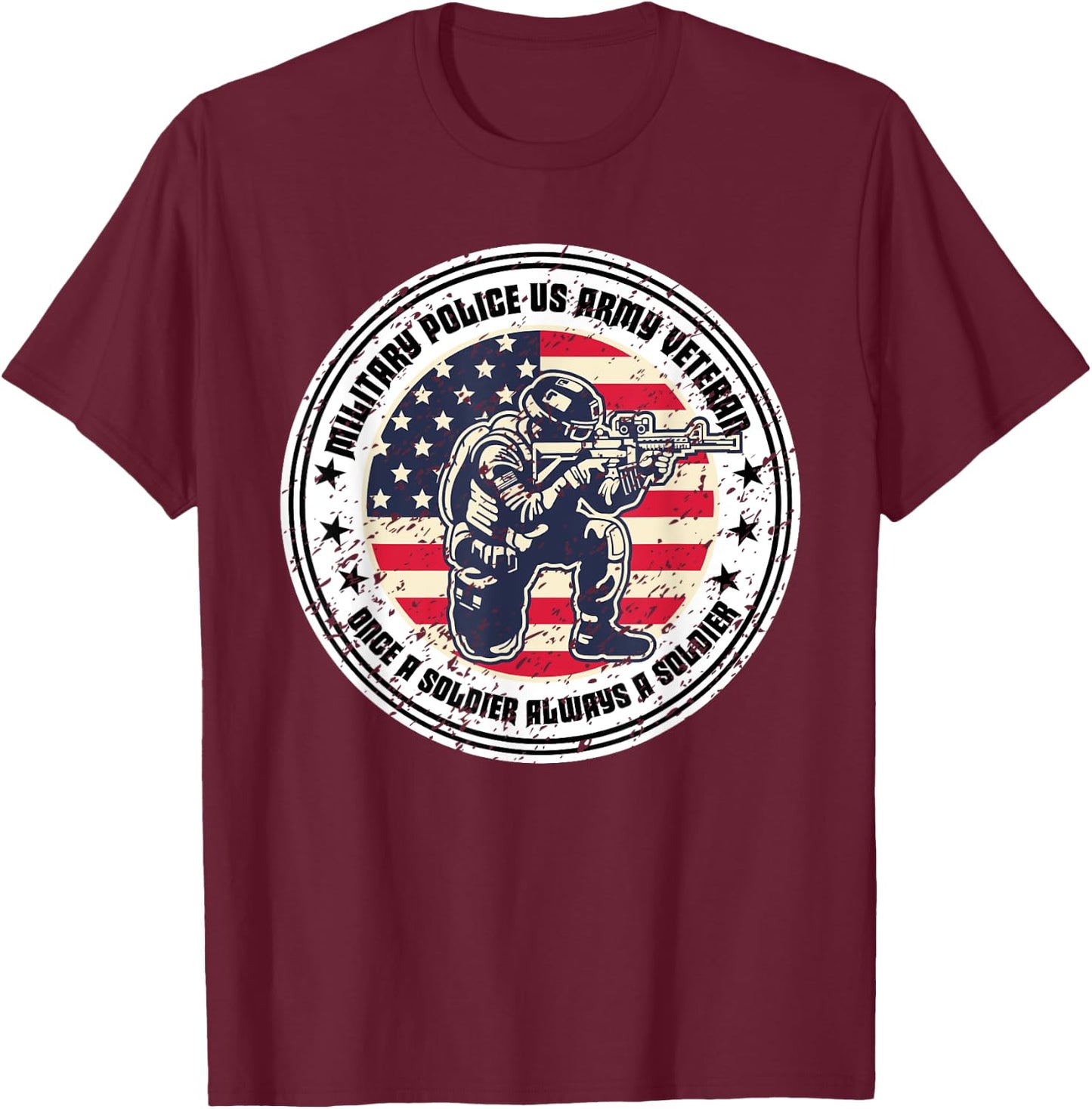 Military Police Vintage Cool Veteran USA American Proud T-Shirt - T-Shirt | Maroon
