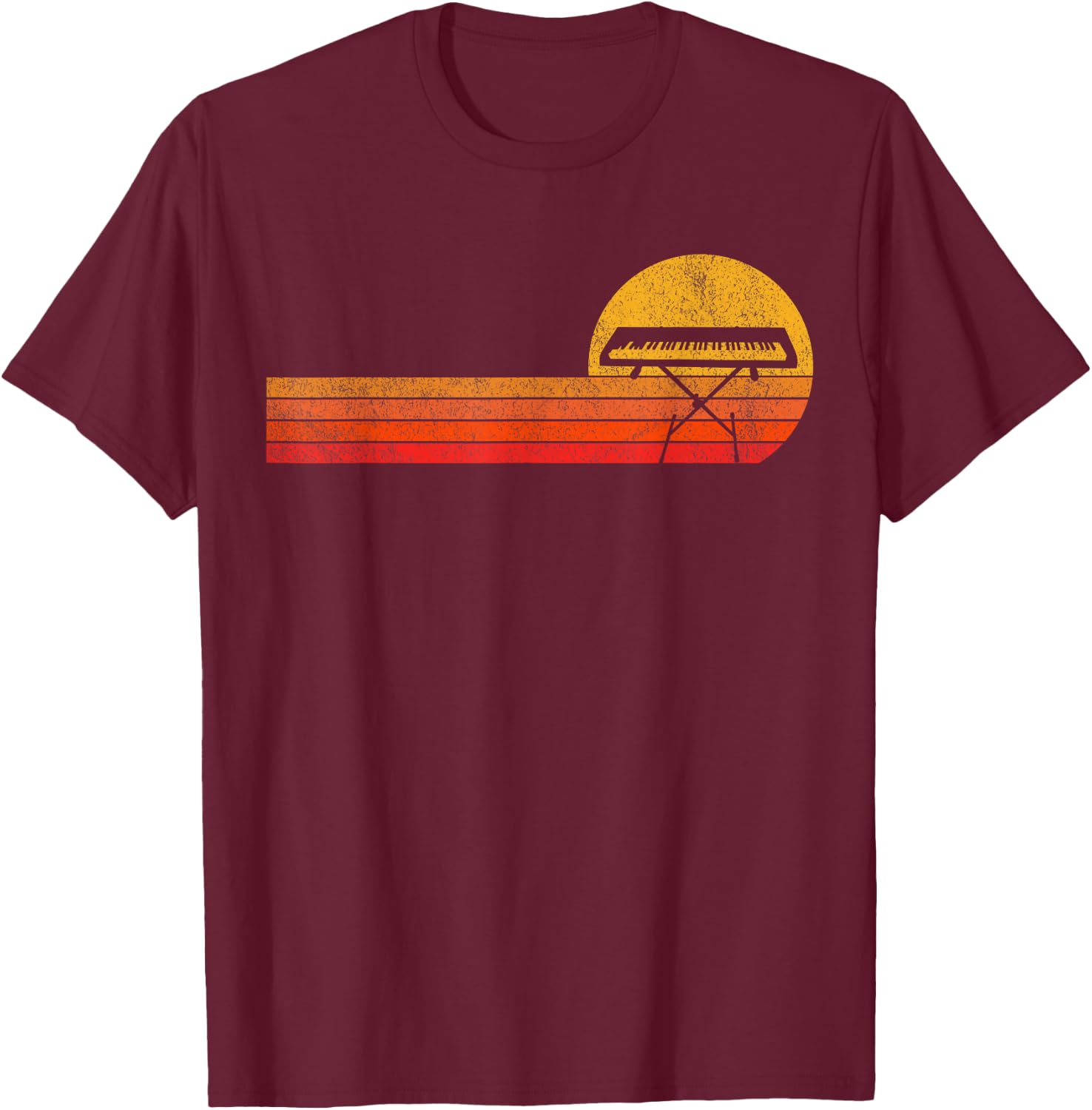 Funny Keyboard Piano Player Musician Classical Music Retro T-Shirt - T-Shirt | Maroon