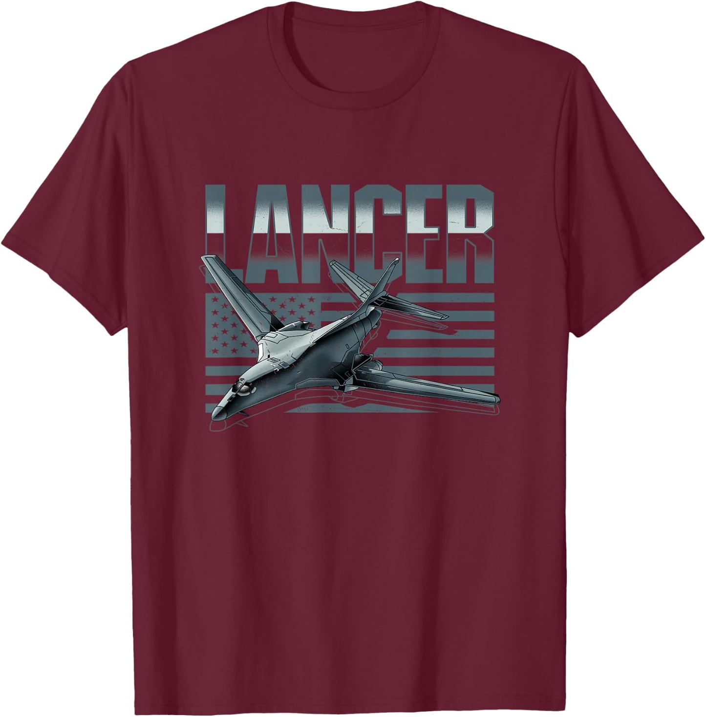 USA B1 Lancer Military Jet Bomber Airplane T-Shirt - T-Shirt | Maroon