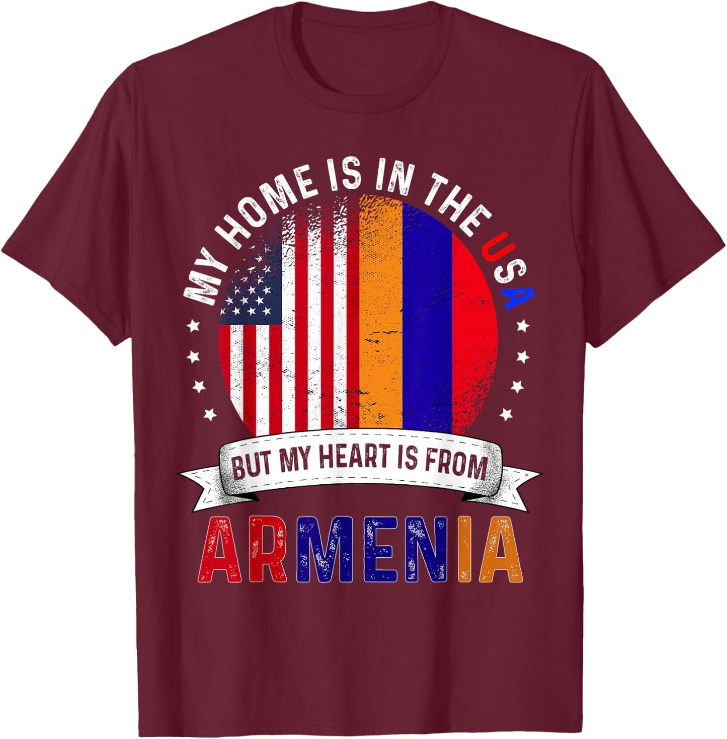 Armenian American Patriot Heart is from Armenia Flag T-Shirt - T-Shirt | Maroon