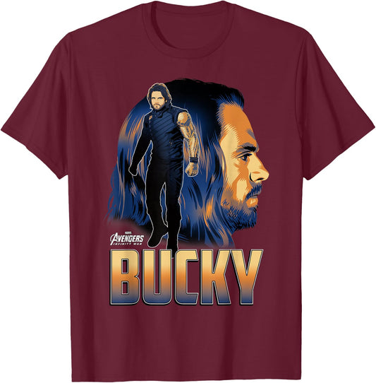 Marvel Infinity War Bucky Big Head Profile Graphic T-Shirt - T-Shirt | Maroon