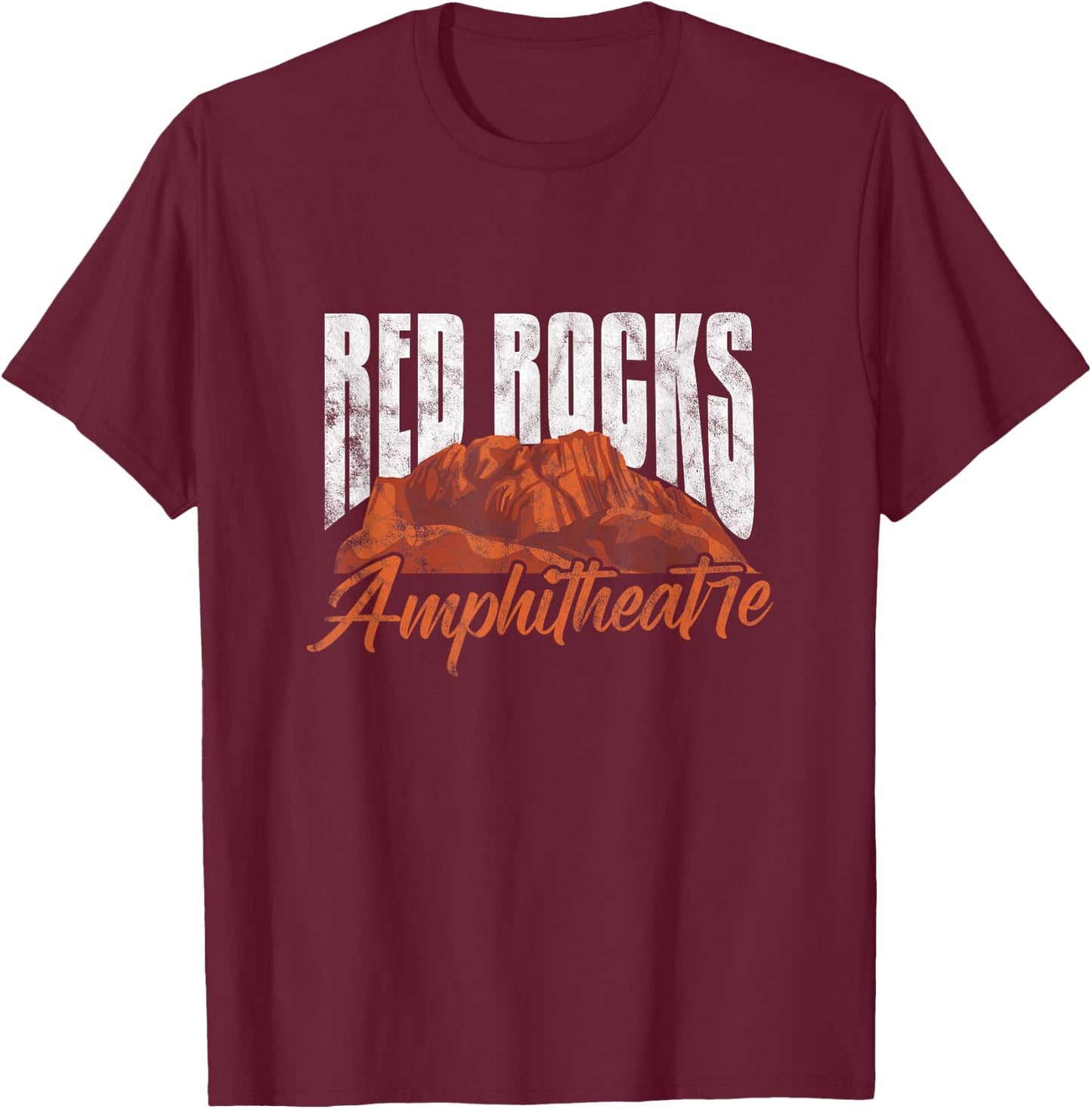 Red Rocks Amphitheatre Morrison Colorado Concerts Distressed T-Shirt - T-Shirt | Maroon