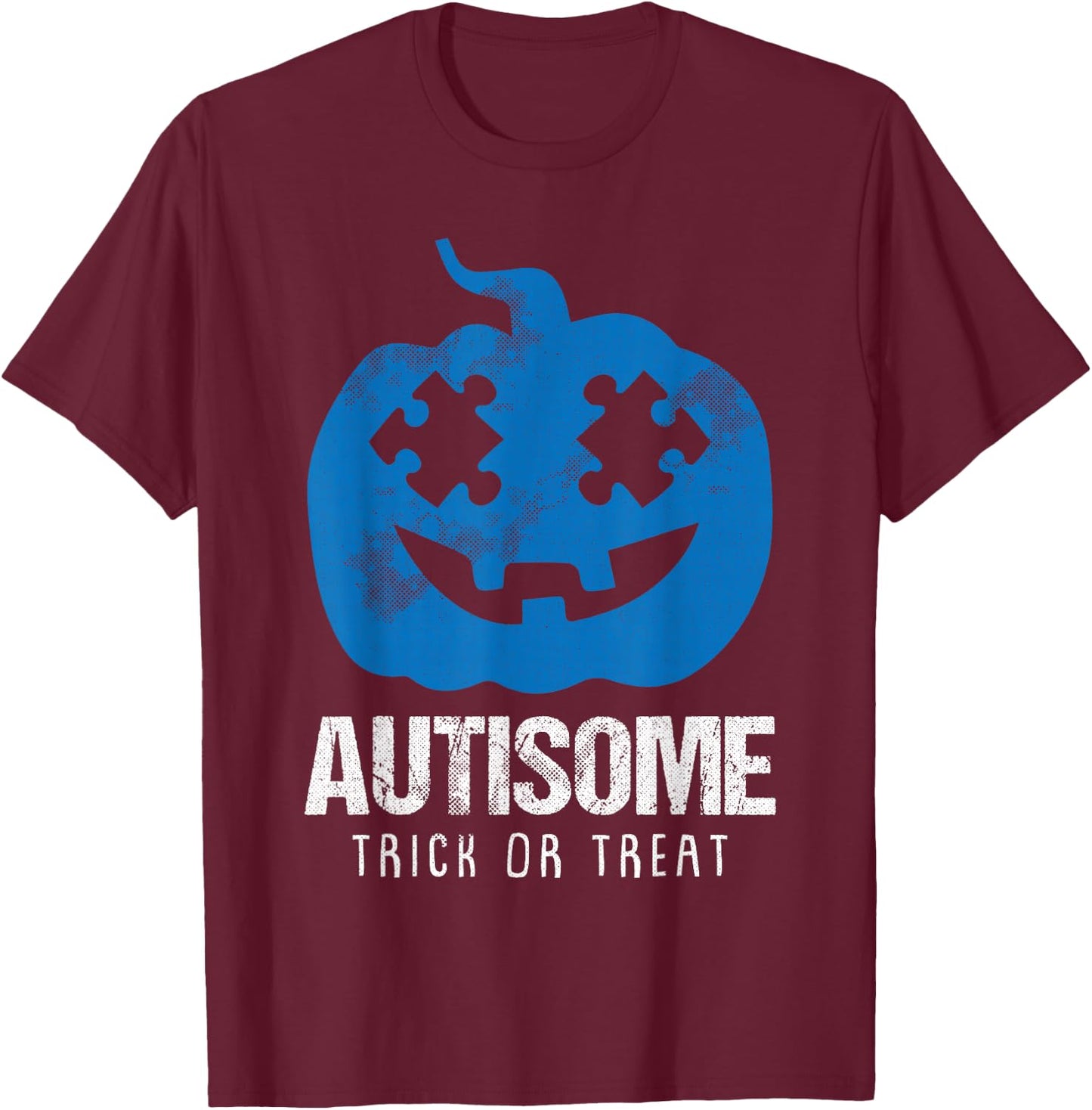 Autisome Lazy DIY Halloween Costume Autism Trick Or Treat T-Shirt - T-Shirt | Maroon