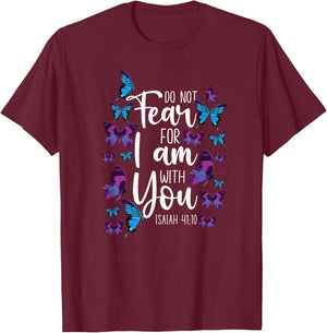 Christian Bible Verse Quote Butterfly Isaiah 41:10 T-Shirt - T-Shirt | Maroon