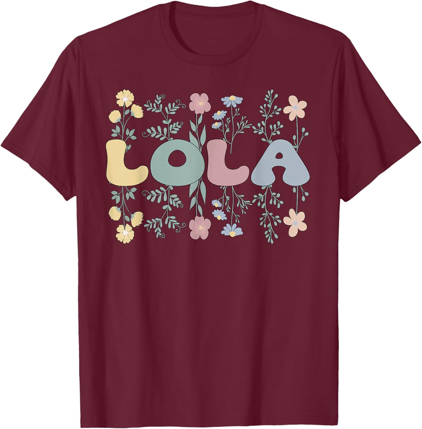 Groovy Lola Grandmother Flowers Lola Grandma T-Shirt - T-Shirt | Maroon