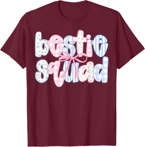 Bestie Squad Coquette Bow Best Friends Matching Girls T-Shirt - T-Shirt | Maroon