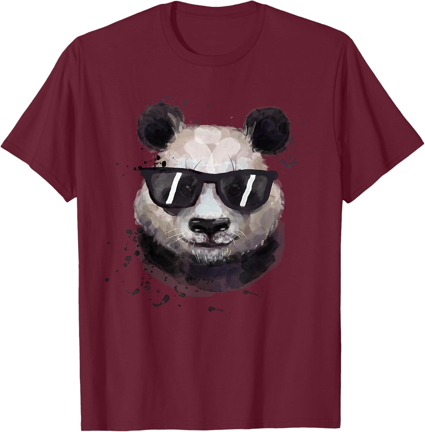 Cute Watercolor Cool Panda Men Women Kids Girls Boys T-Shirt - T-Shirt | Maroon