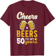 Cheers and Beers to 50 Years Birthday T-Shirt - T-Shirt | Maroon