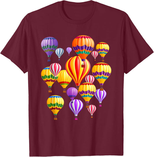 Colorful Hot Air Balloons T-Shirt - T-Shirt | Maroon