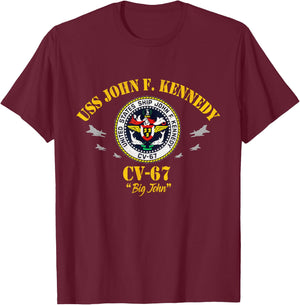 USS John F. Kennedy CV-67 Aircraft Carrier Veteran Flag T-Shirt - T-Shirt | Maroon