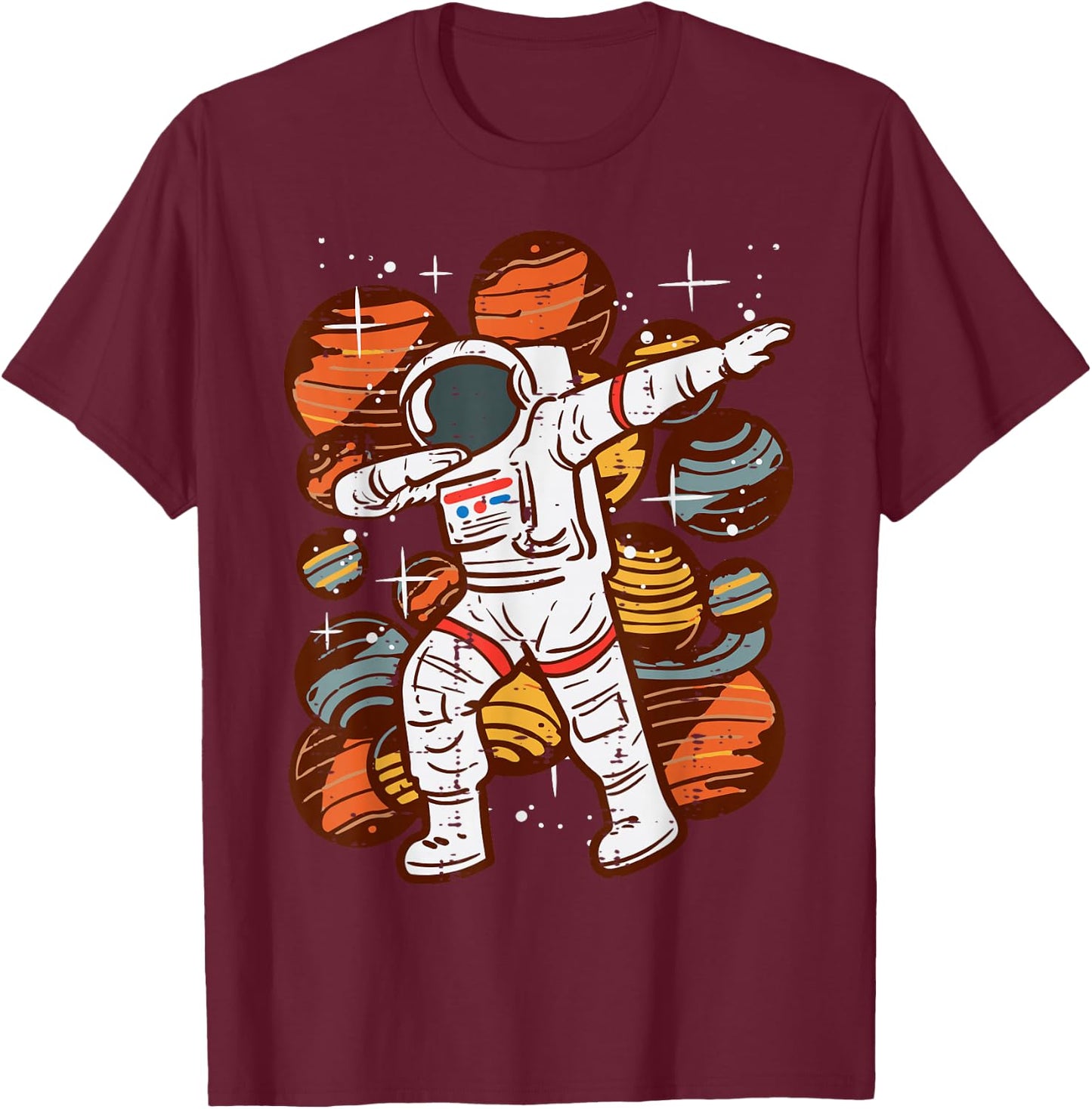 Dabbing Astronaut Planets Space Dance Boys Girls Kids Youth T-Shirt - T-Shirt | Maroon