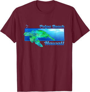 Poipu Beach Hawaii Swimming Honu T-Shirt - T-Shirt | Maroon
