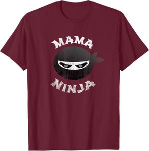 Funny Ninja Mama Multitasking WAHM Baby Birthday New Mom T-Shirt - T-Shirt | Maroon