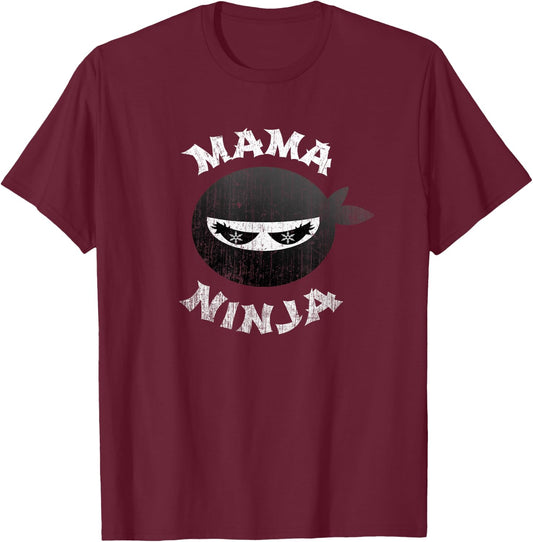 Funny Ninja Mama Multitasking WAHM Baby Birthday New Mom T-Shirt - T-Shirt | Maroon