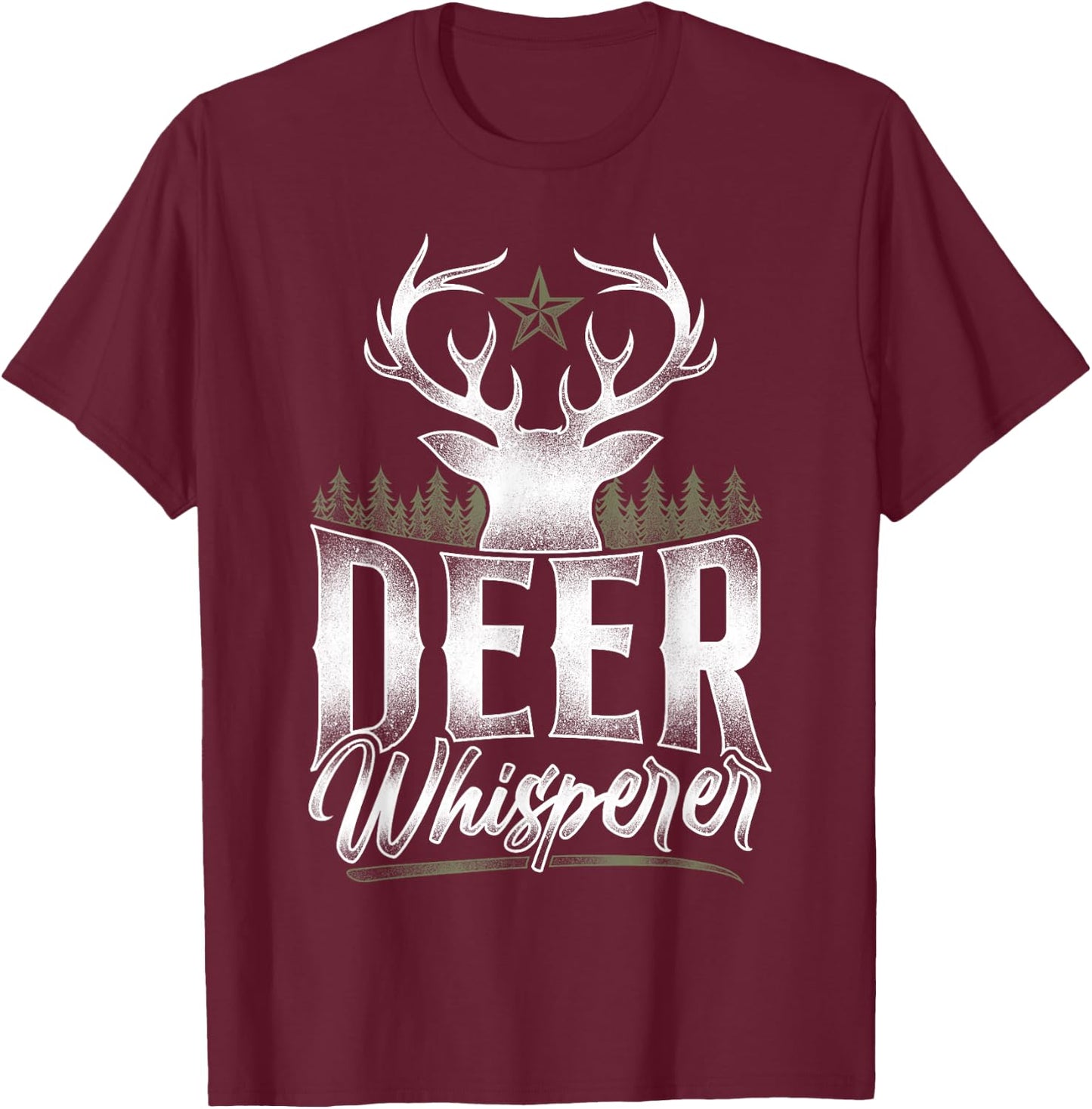 Buck Deer Hunting Hunter Vintage Deer Whisperer T-Shirt - T-Shirt | Maroon