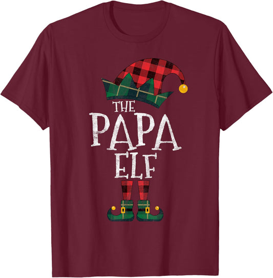 The Papa Elf Matching Family Group Gift Funny Christmas Xmas T-Shirt - T-Shirt | Maroon