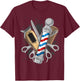 Barbers Pole Scissor Hair Clippers Comb T-Shirt - T-Shirt | Maroon