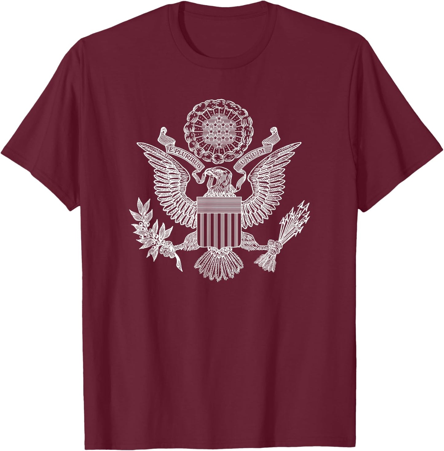 Usa United States Eagle Symbol American Arms Seal T-Shirt - T-Shirt | Maroon