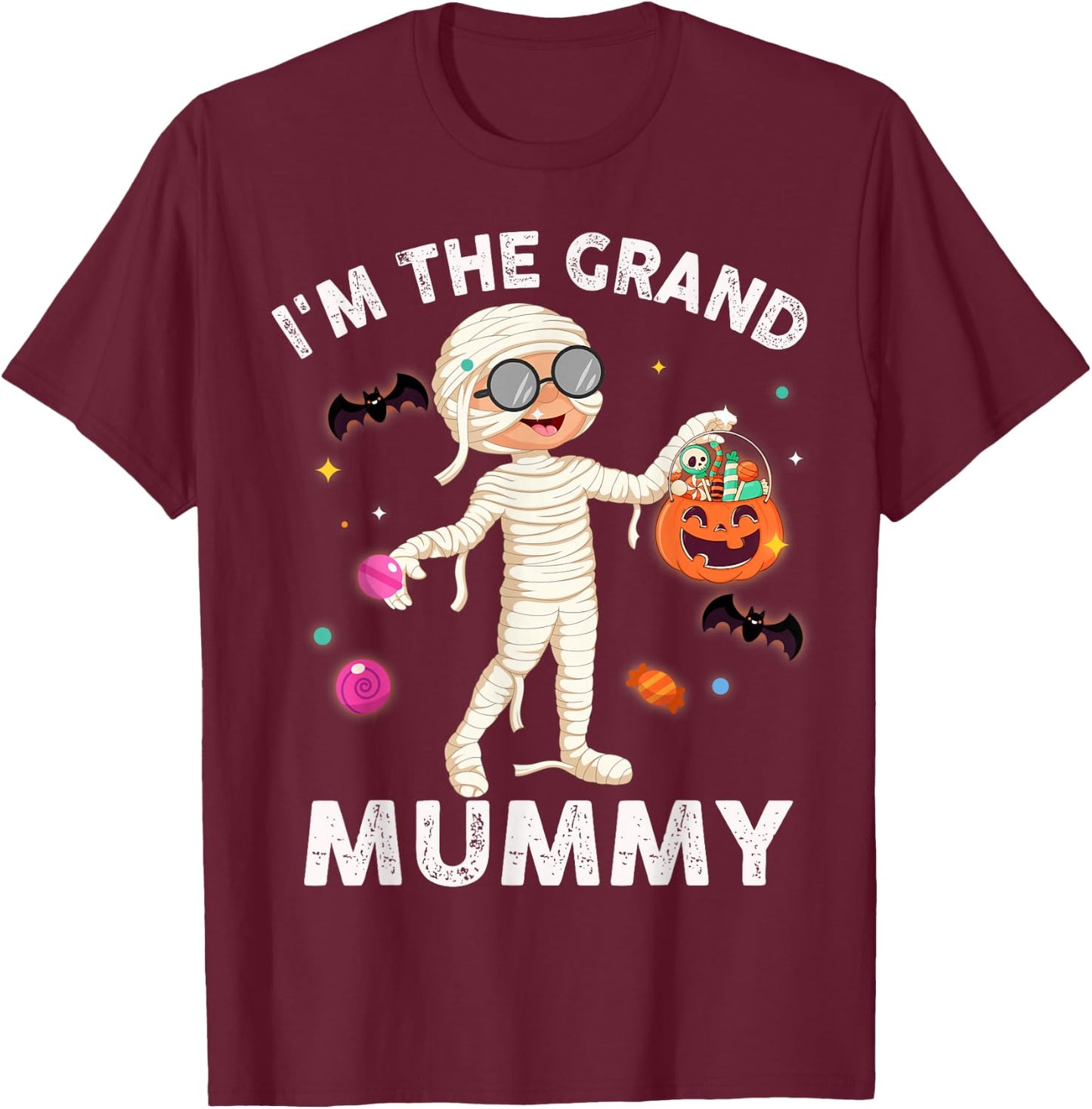 I'm The Grand Mummy Funny Grandma Halloween T-Shirt - T-Shirt | Maroon