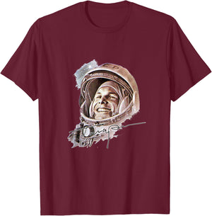 USSR astronaut Yuri Gagarin T-Shirt - T-Shirt | Maroon