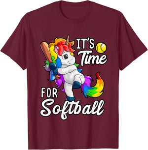 Unicorn Softball Shirt Girls Women Softball Player T-Shirt - T-Shirt | Maroon