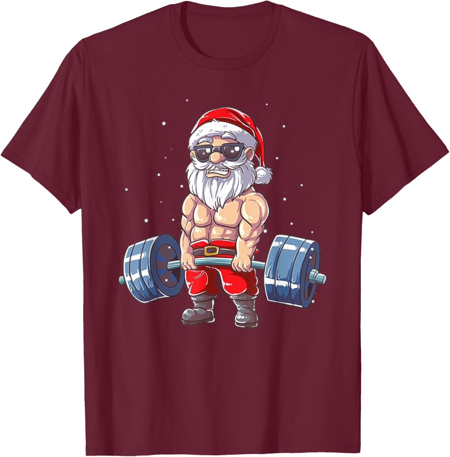 Weightlifting Santa Claus Christmas Fitness Gym T-Shirt - T-Shirt | Maroon