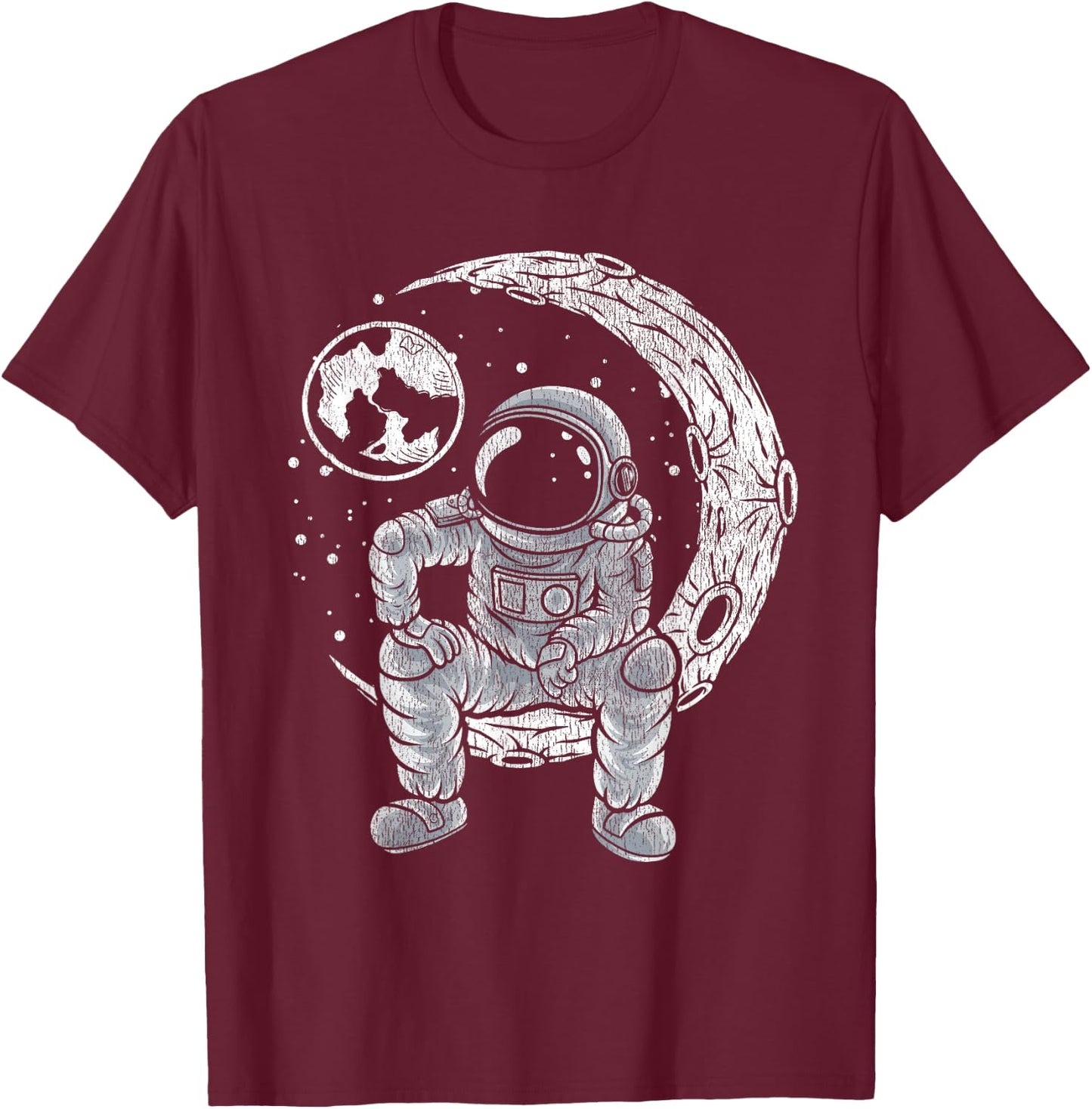 Outer Space Moon Landing Cosmonaut Gift Galaxy Astronaut T-Shirt - T-Shirt | Maroon