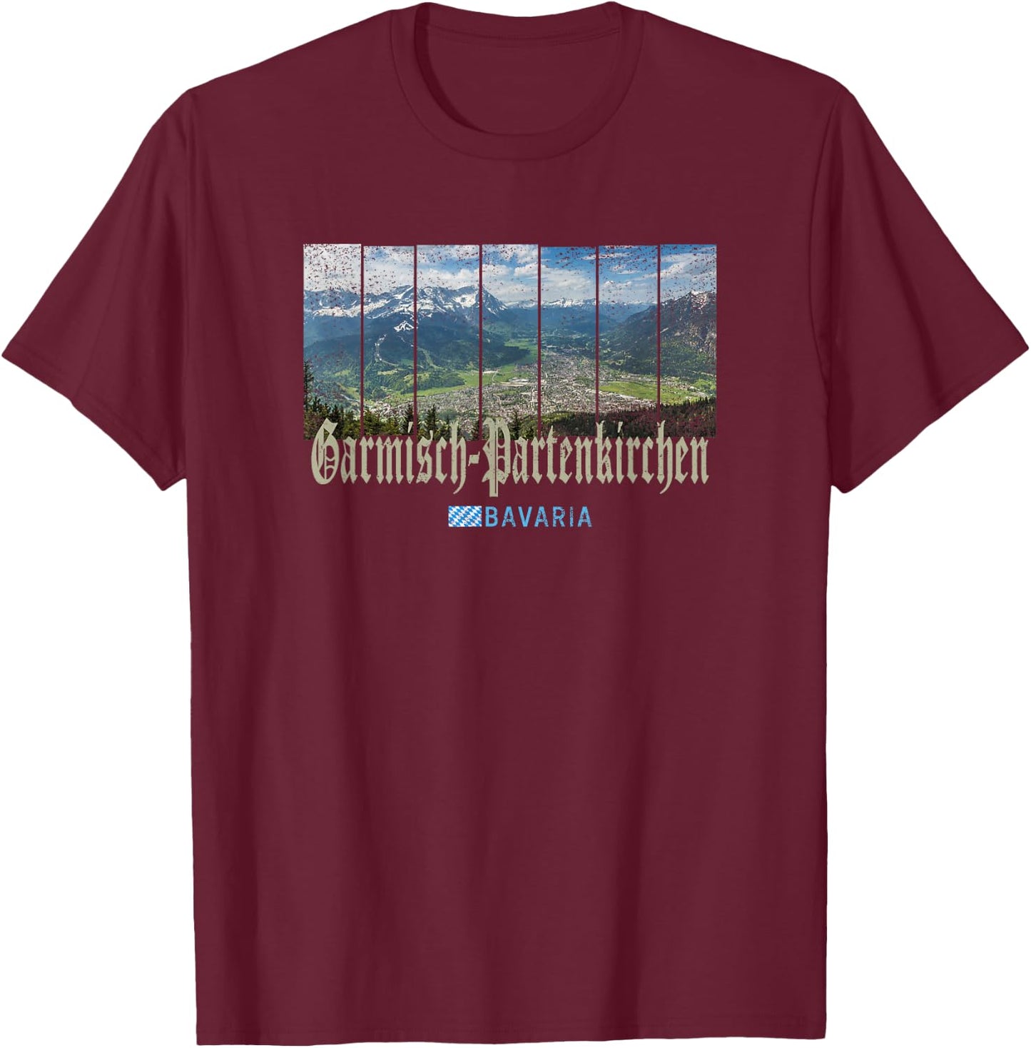 Garmisch-Partenkirchen Vintage Bavaria Germany Souvenir T-Shirt - T-Shirt | Maroon