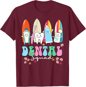 Dental Squad Summer Dentist Tooth Dental Hygienist Vacation T-Shirt - T-Shirt | Maroon