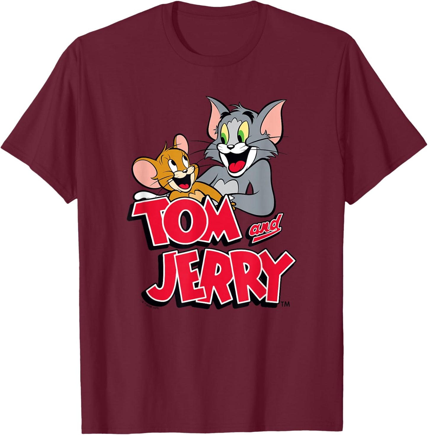 Tom and Jerry Happy Classic Logo T-Shirt - T-Shirt | Maroon