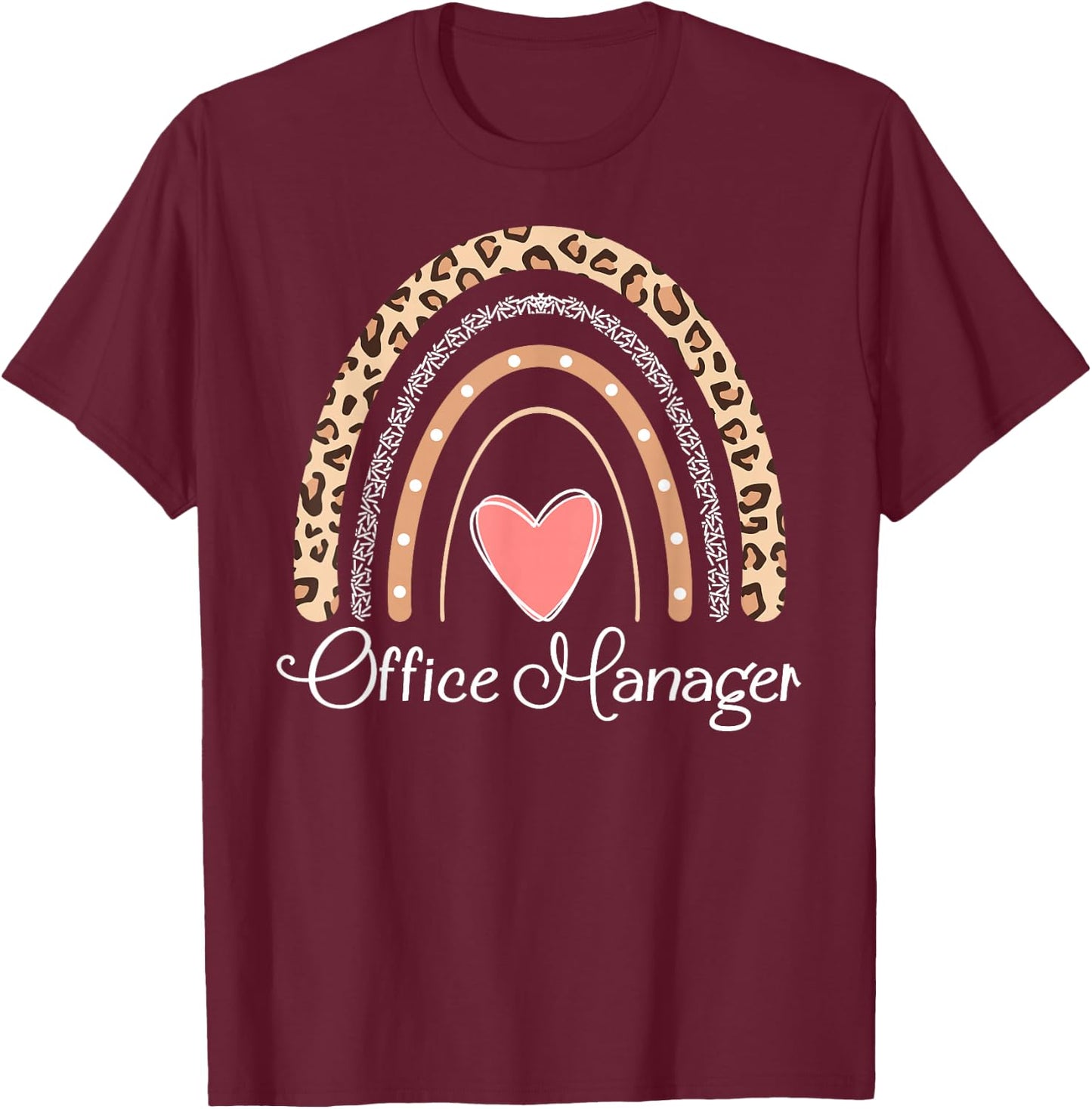 Office Manager Boho Rainbow Funny School Office Manager T-Shirt - T-Shirt | Maroon