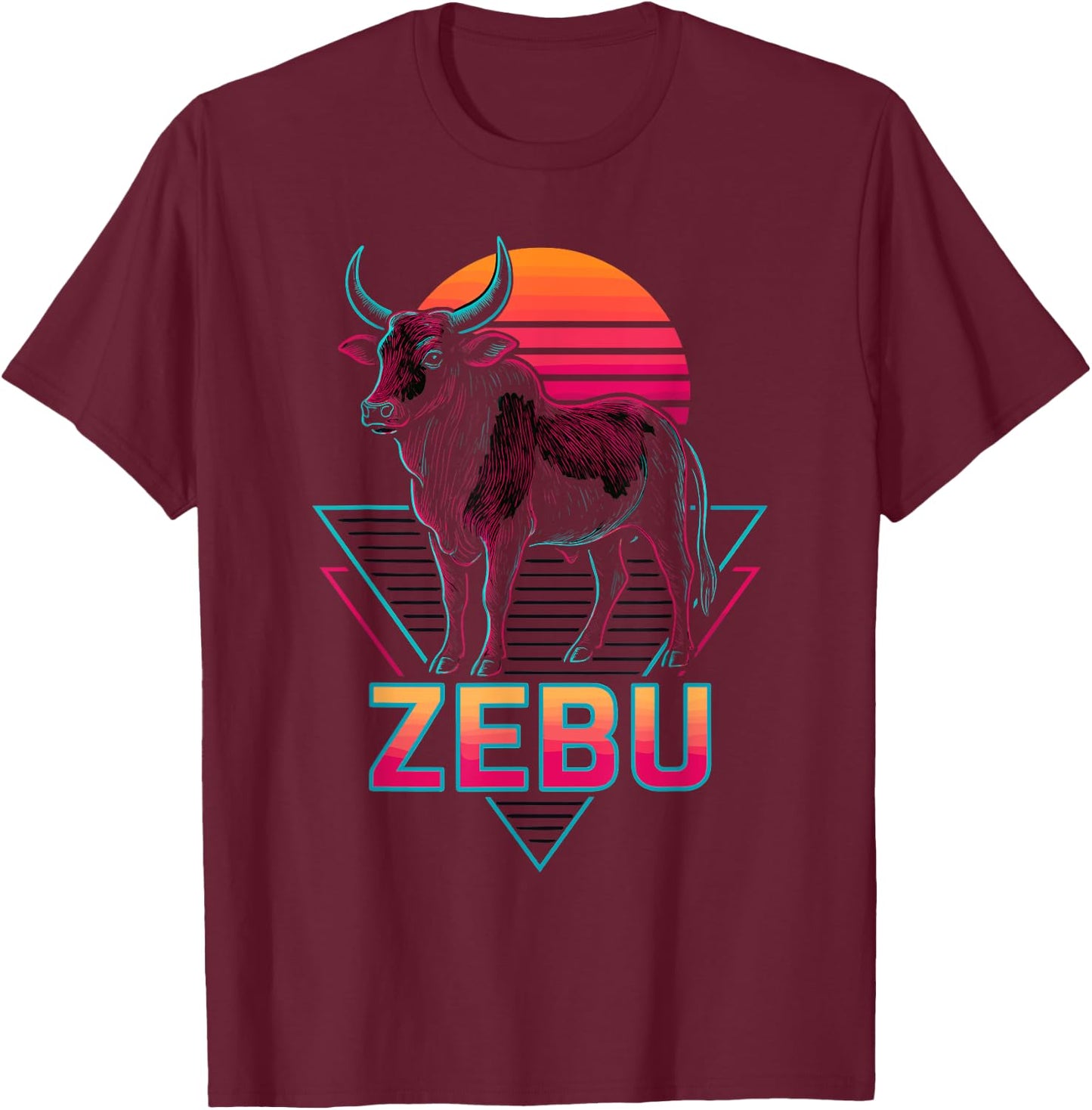 Zebu Retro T-Shirt - T-Shirt | Maroon