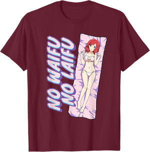 No Waifu No Laifu Anime Japanese Aesthetic Otaku T-Shirt - T-Shirt | Maroon