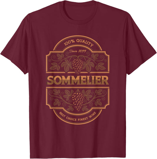 100% Quality Sommelier Winemaker Winery Wine Cellar Tasting T-Shirt - T-Shirt | Maroon